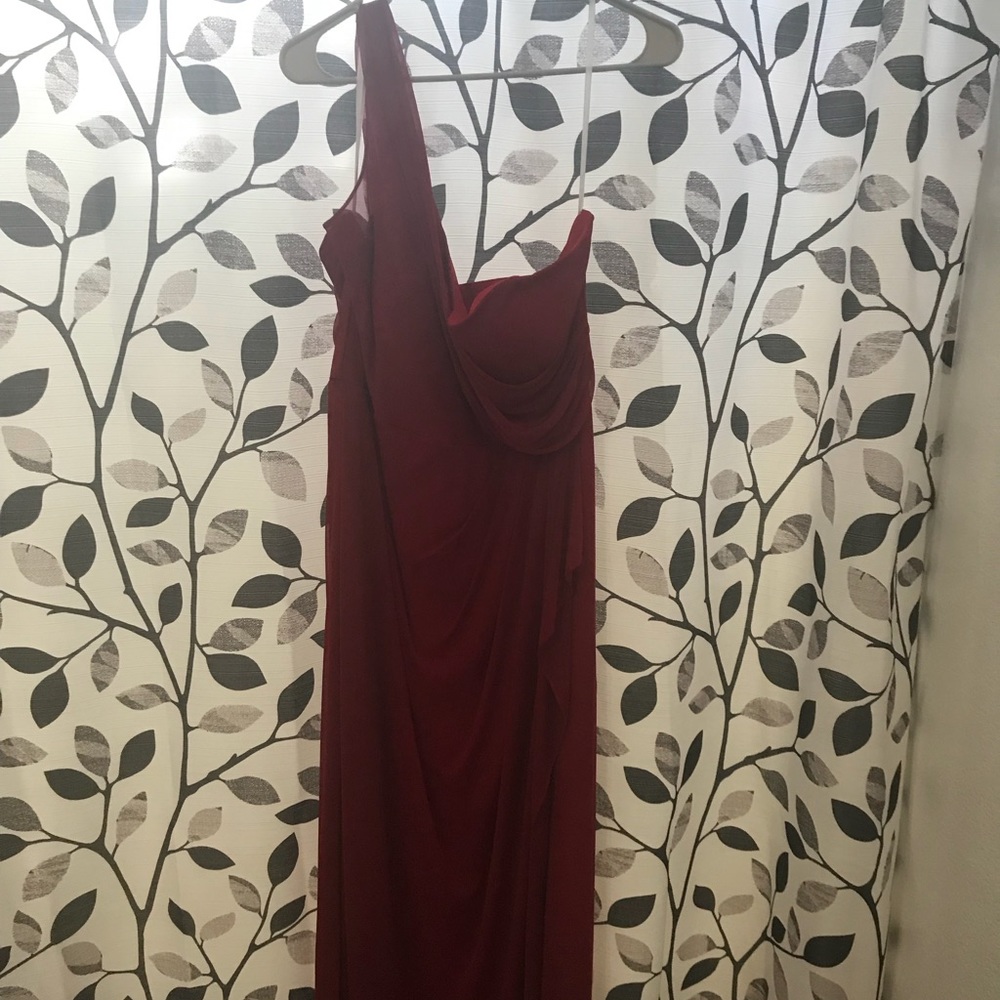 Red one shoulder formal dress